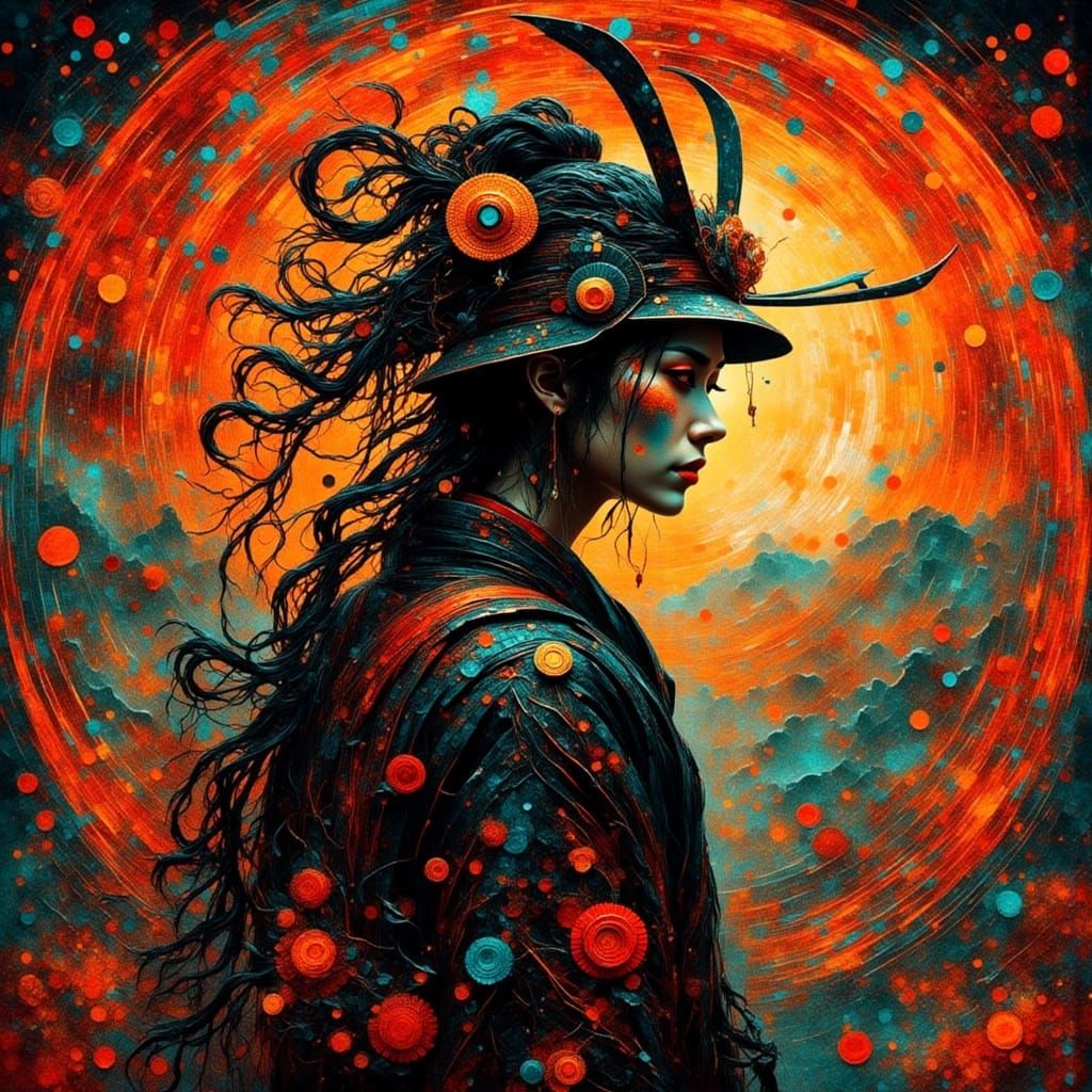 Cyberpunk Samurai in Glitch Art