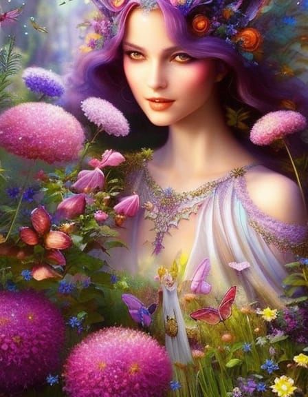 Twilight Fairy Garden Princess in Aquarelle Style