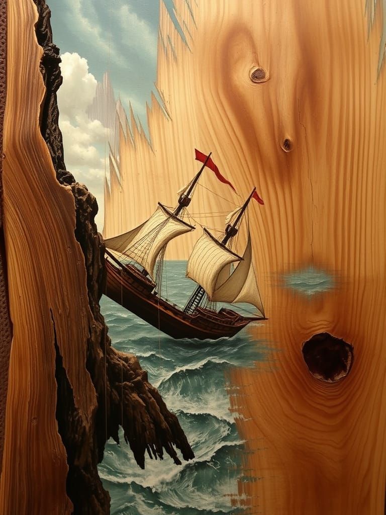 Shipwreck Perched on Cliffside Seascape