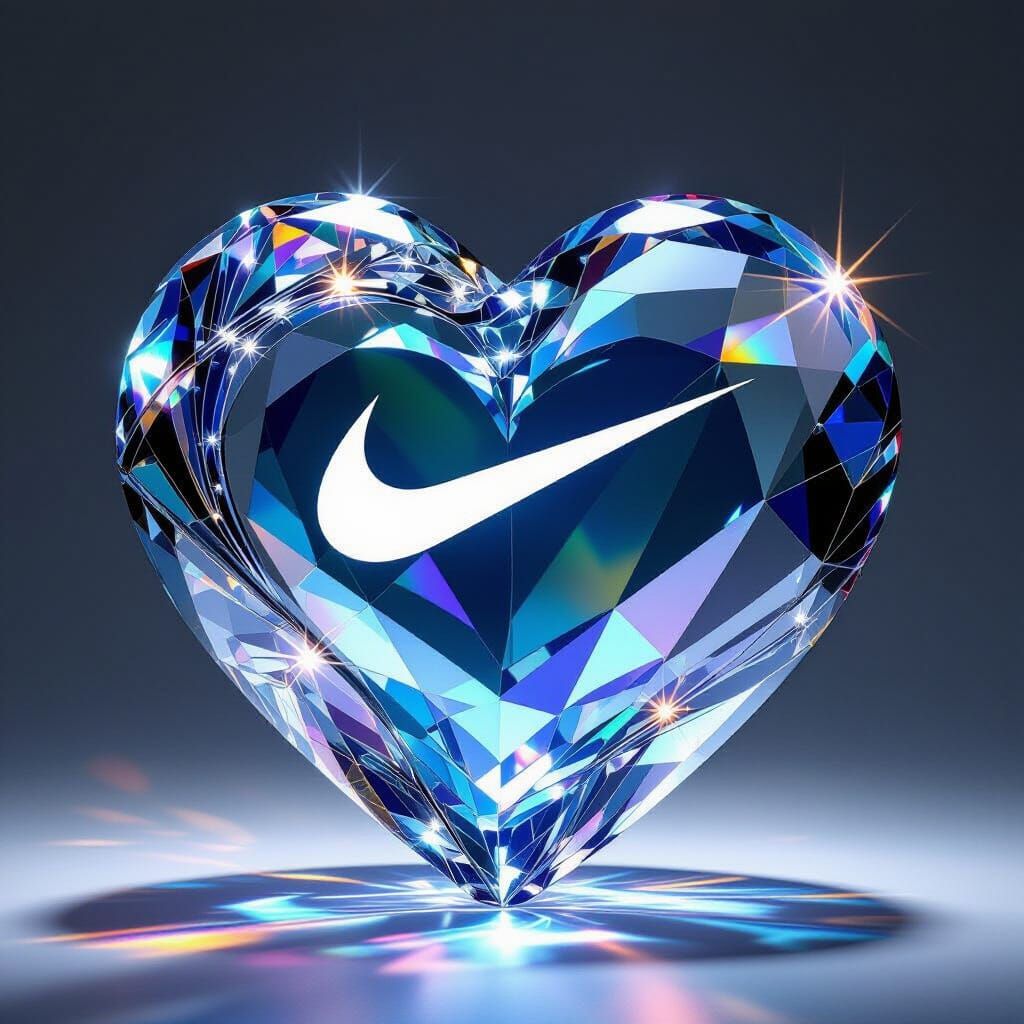 Shimmering Crystal Heart in Glass Art Style