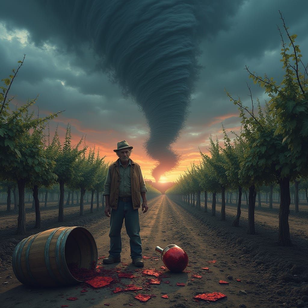Surreal Vineyard Owner Confronts Nature's Fury