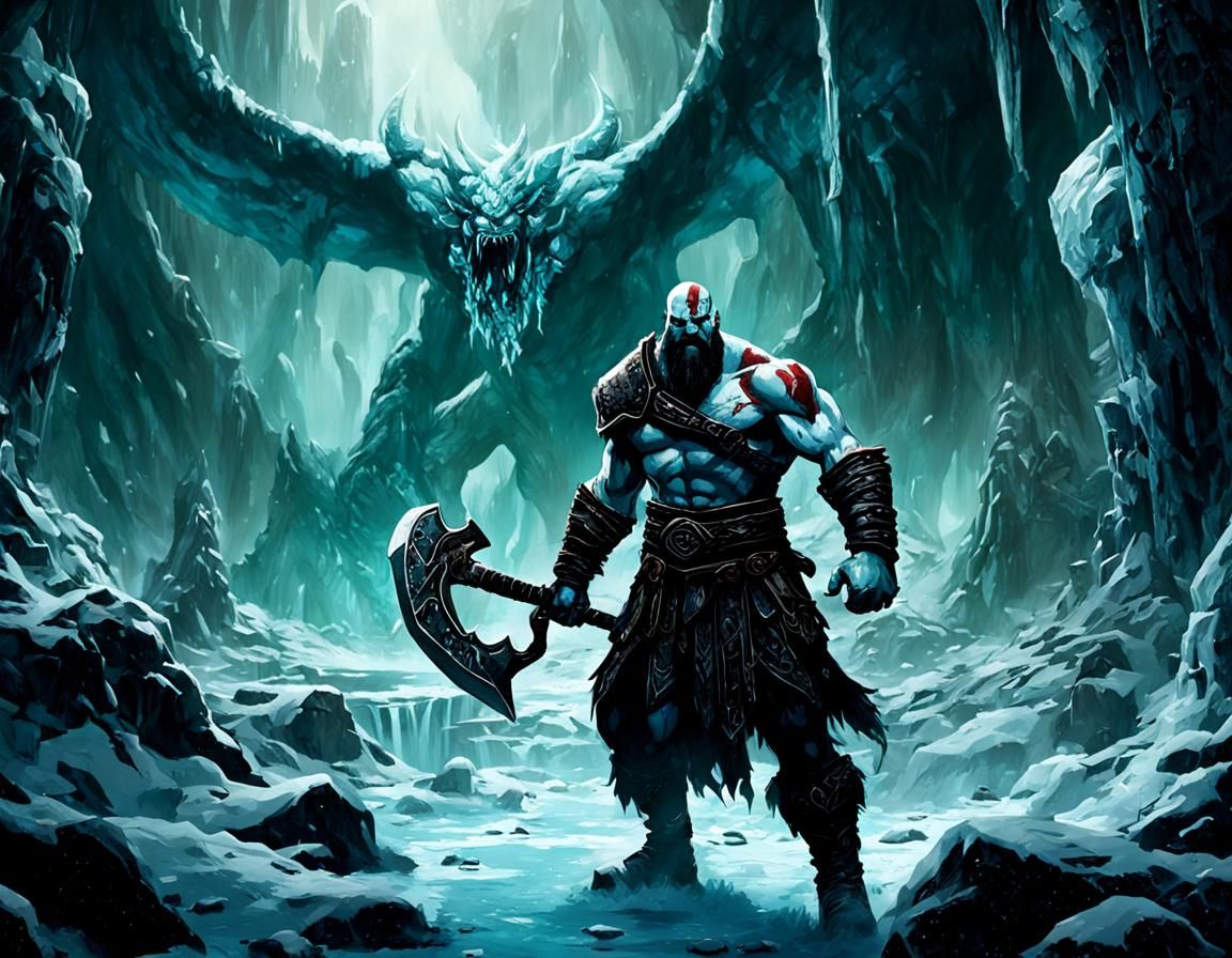 Kratos Battles in Icy Helheim with Leviathan Axe