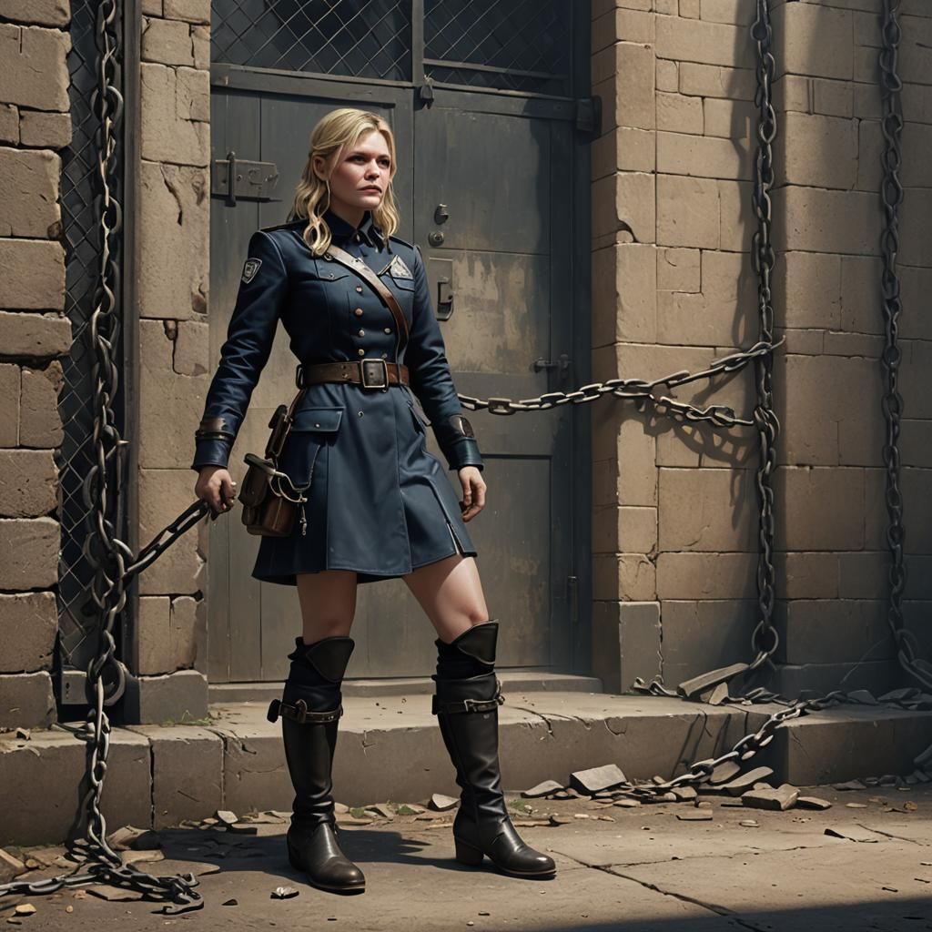 Prison Warden Oversees Kneeling Prisoners: Fantasy Concept A...