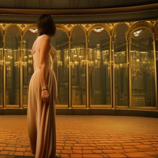 Woman and Mirror Reflections: Digital Matte Painting