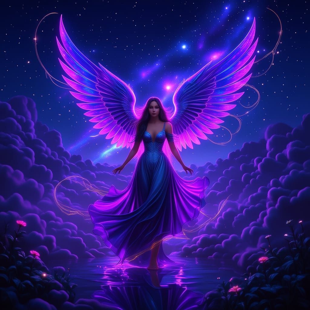 Opalescent Angel in Cosmic Mist