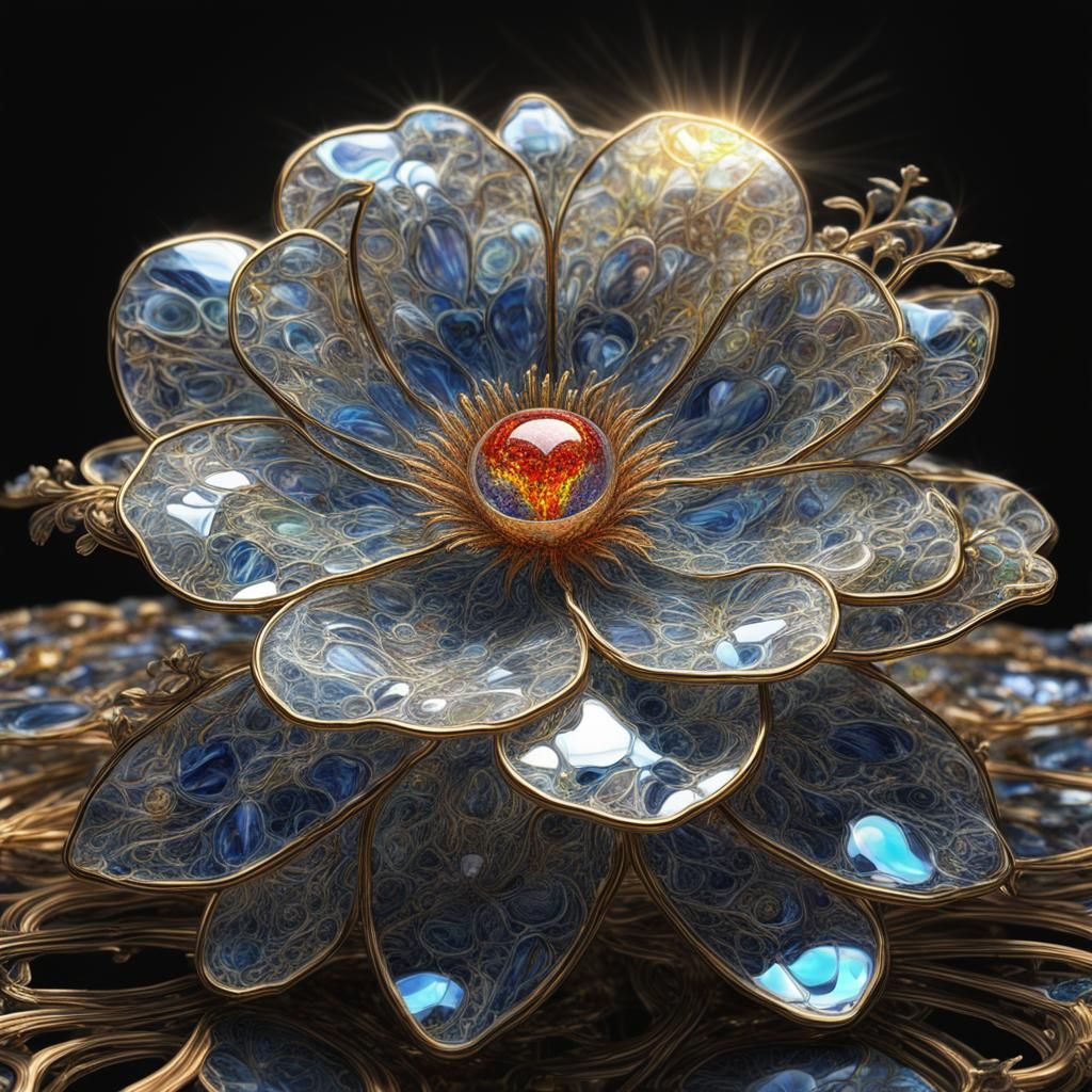 Transparent Nirvana Flower in Steampunk Style