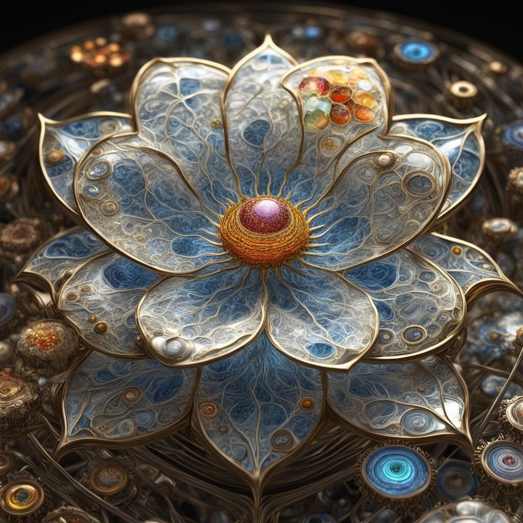 Transparent Nirvana Flower in Psychedelic Steampunk Style