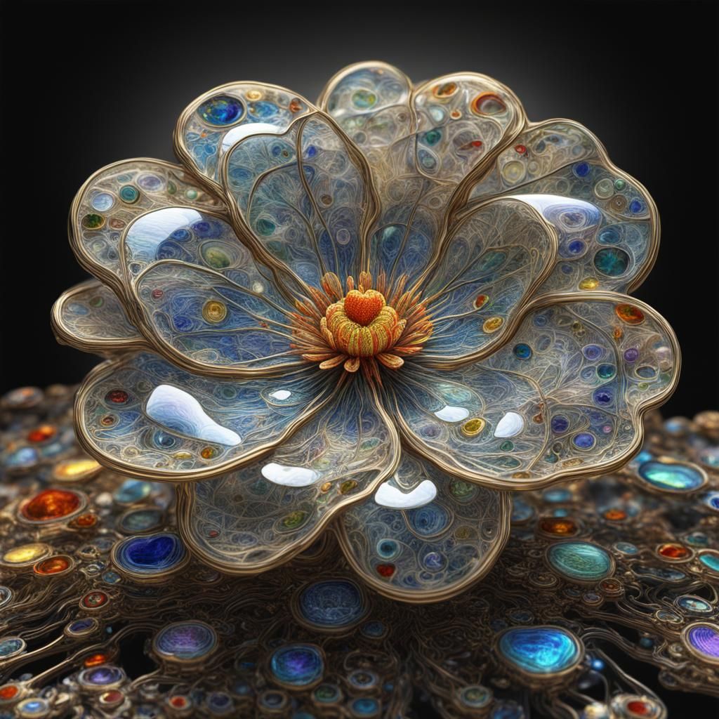 Sacral Psychedelic Steampunk Flower in Photorealistic CGI