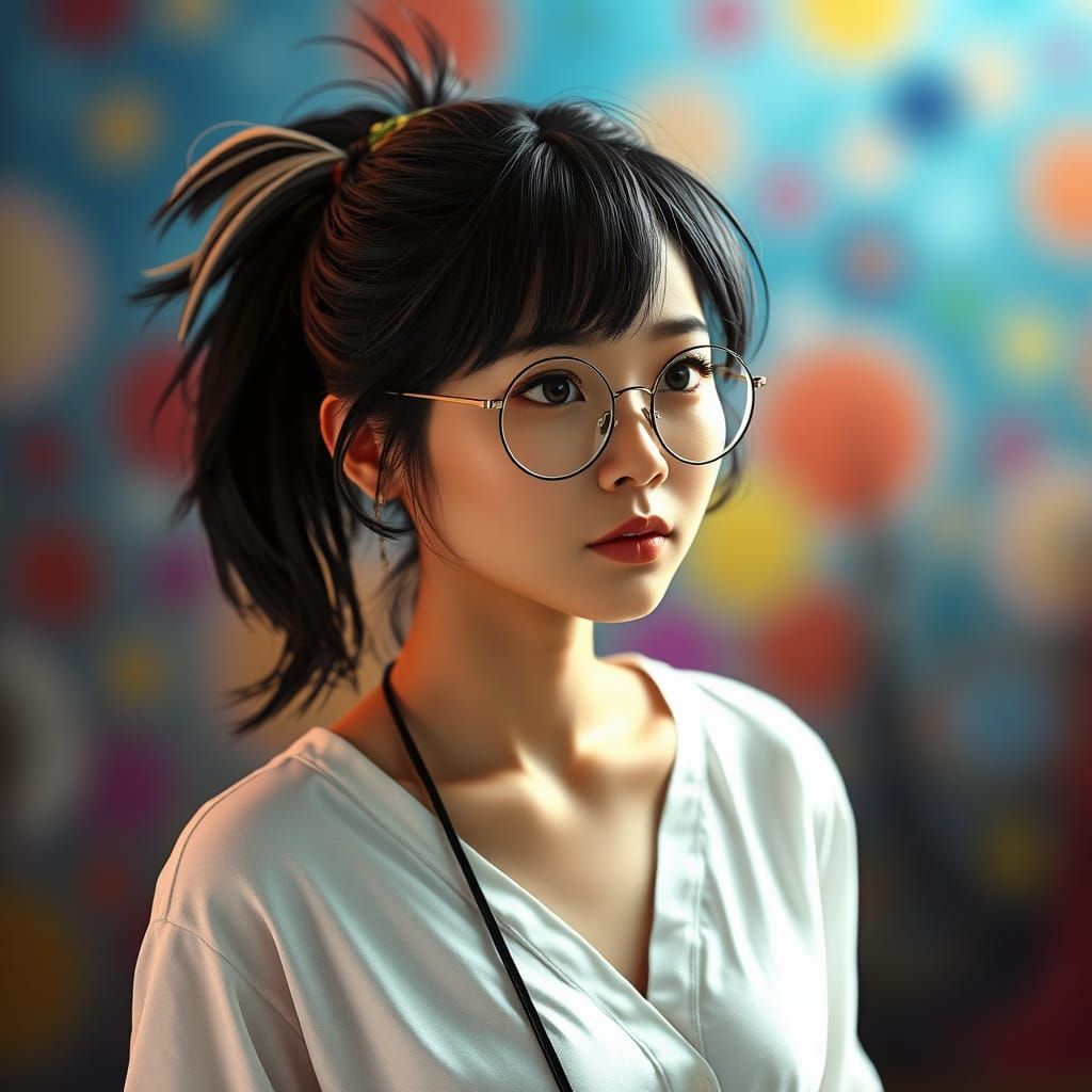 Asian Woman Portrait in Detailed 3D Rendering
