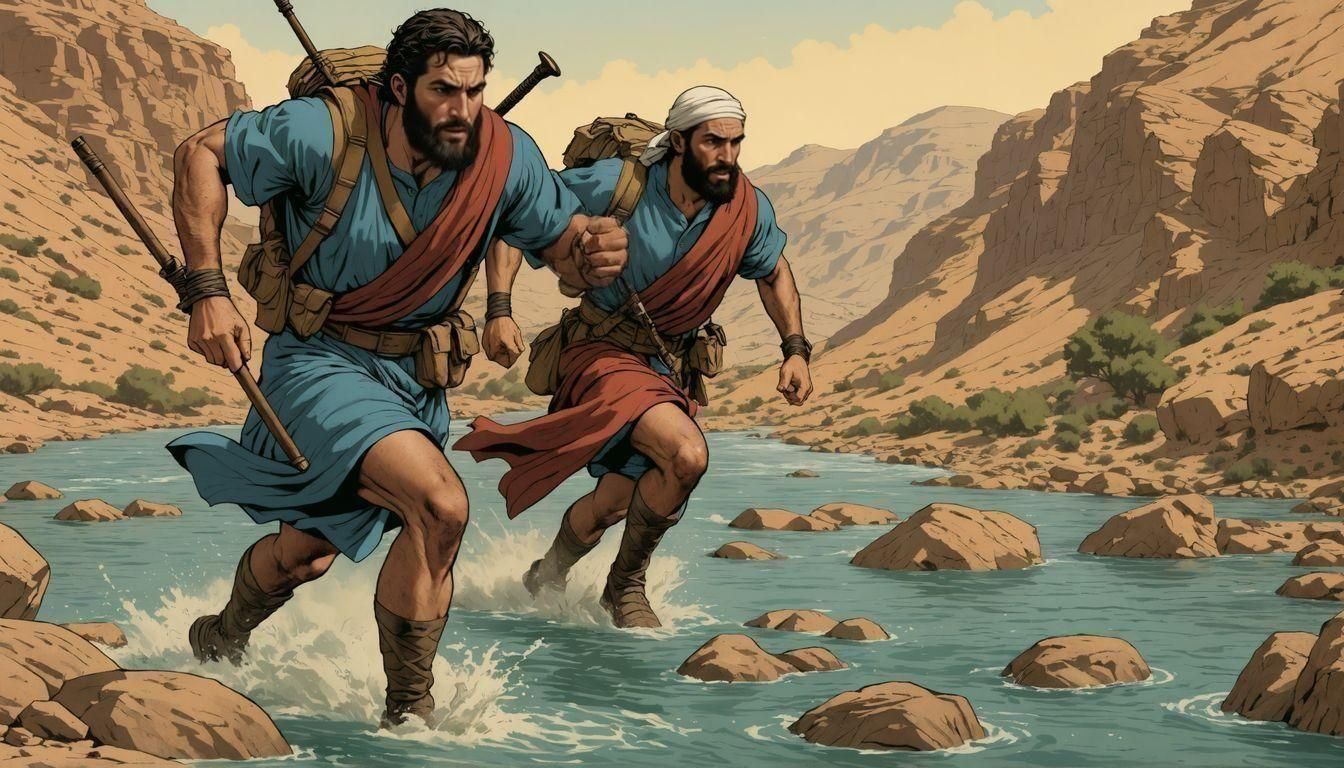The two israelite spies escaping from Jericho