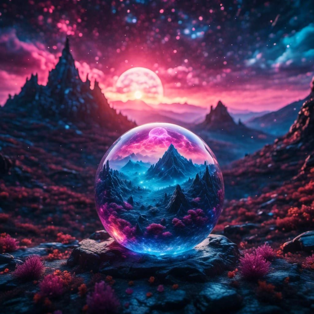<lora:Night Sparkle:1.0> Glass Sphere, storm inside it