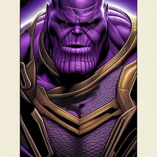 Thanos Illustration in Comic Book Style