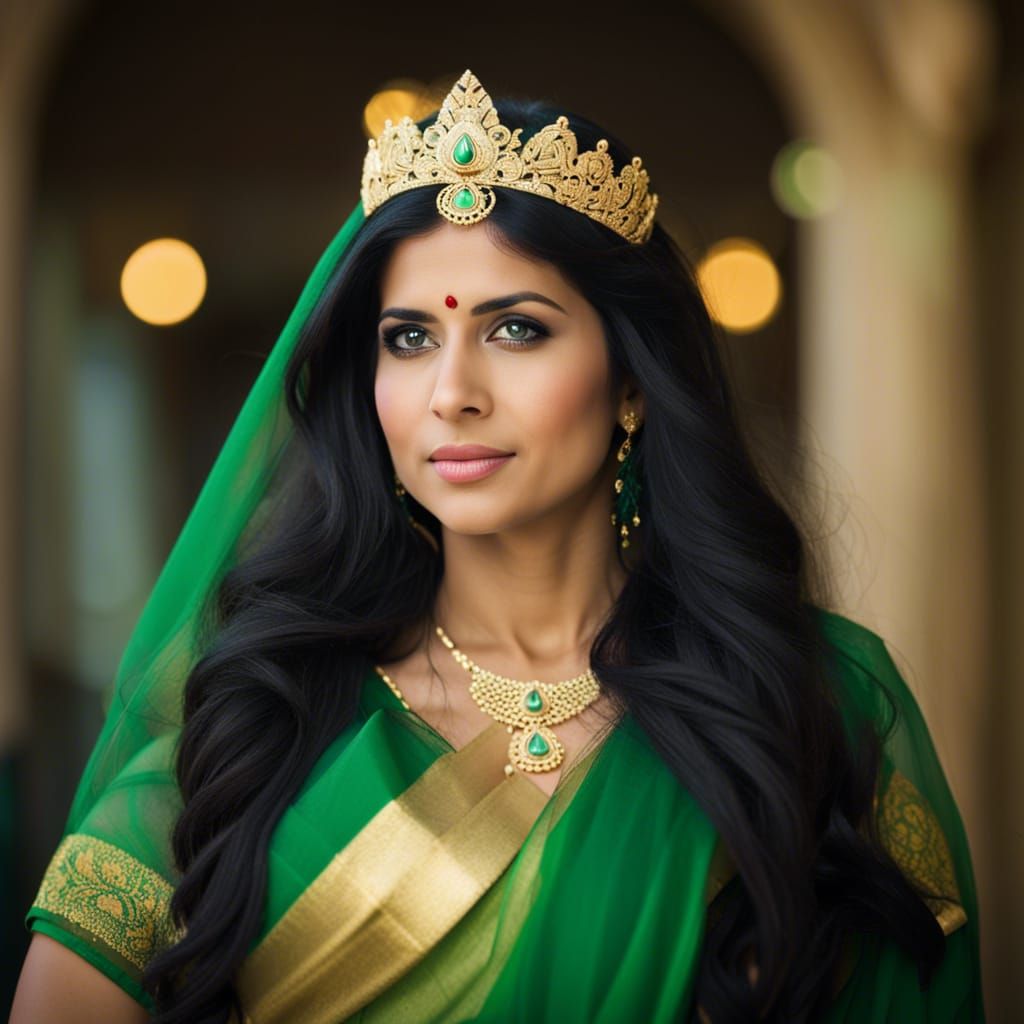 Indian Queen in Green and Gold, Professional Photography
