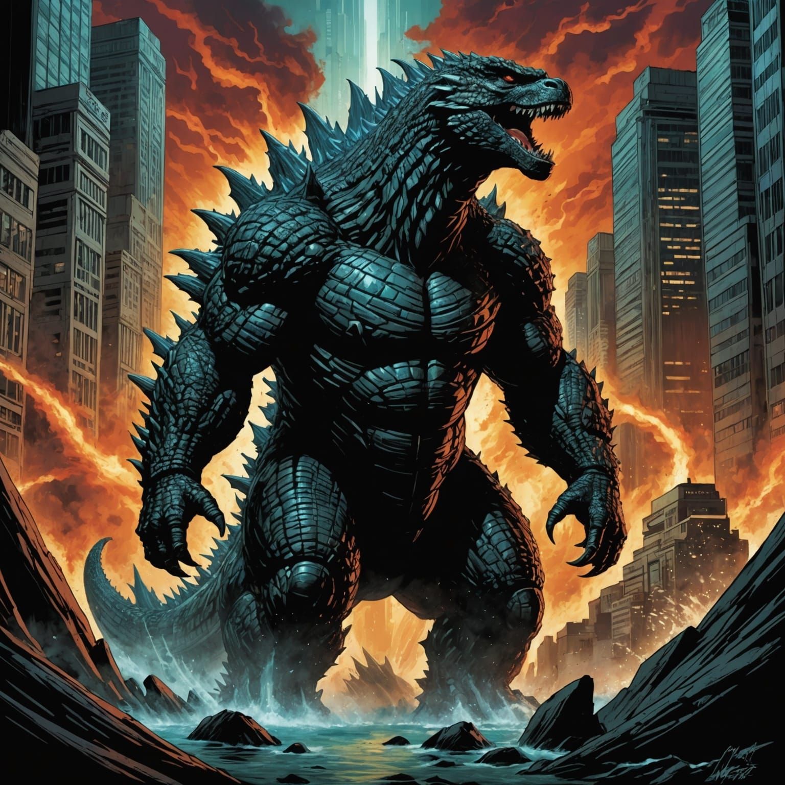 Godzilla Comic Book Art by Brooks and Mumford