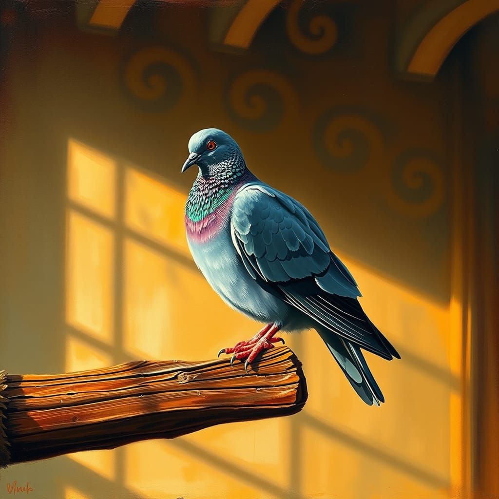 Passenger Pigeon in Aviary as Abstract Portrait