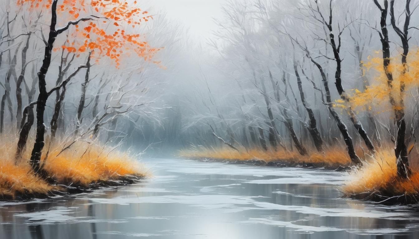 Impressionistic Winter Forest Through Frosted Glass