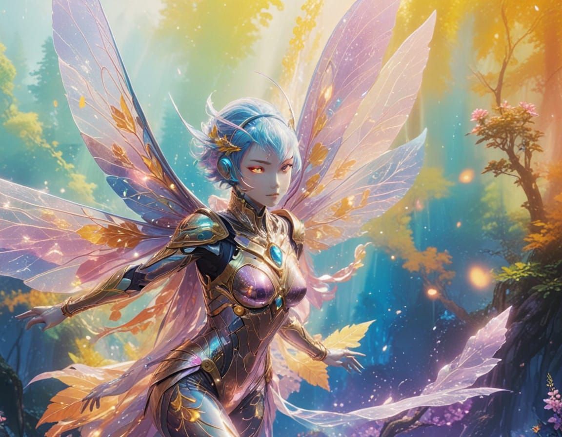 Ethereal Alien Fashion Icon in Neon Forest