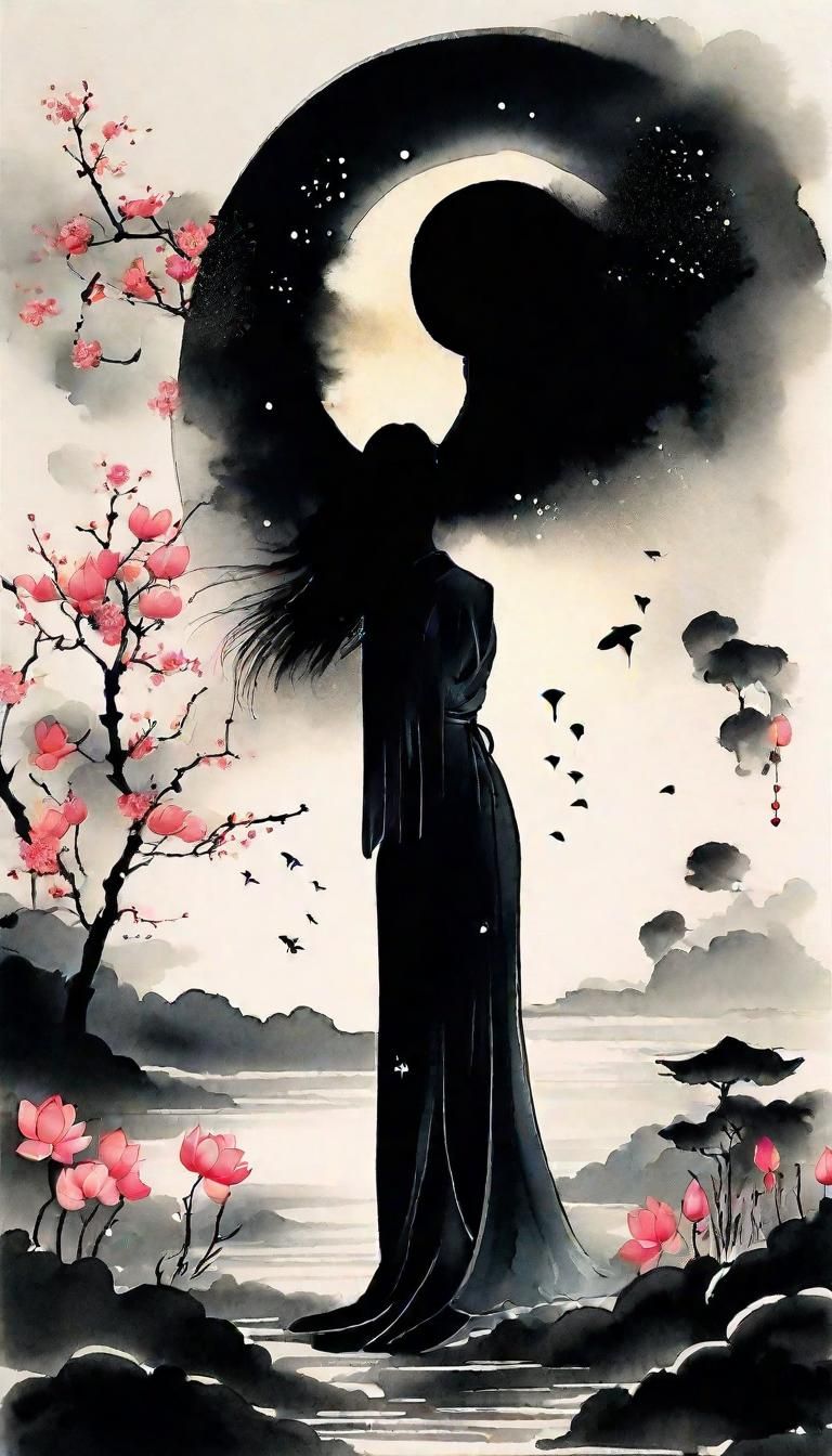 Ethereal Spring Night in Chinese Ink Style
