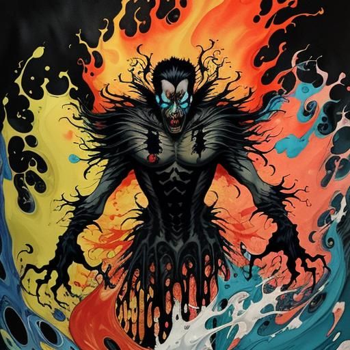 Ghostly Dracula in Liquid Watercolor Style