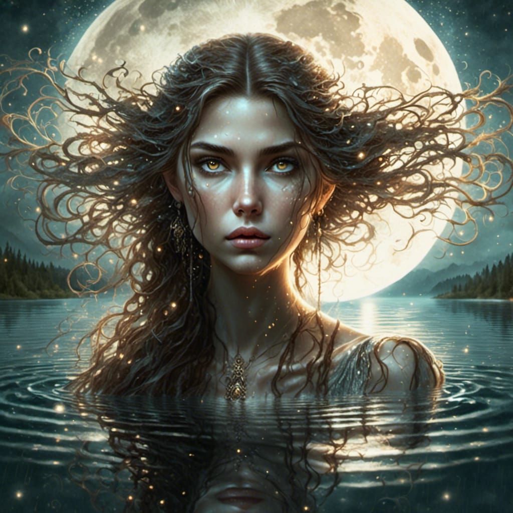 Moonlit Lake Lady: A Royo-Inspired Masterpiece