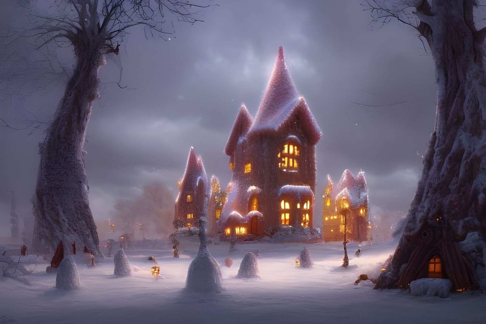 Fantasy Gingerbread Castle Concept Art in 8K