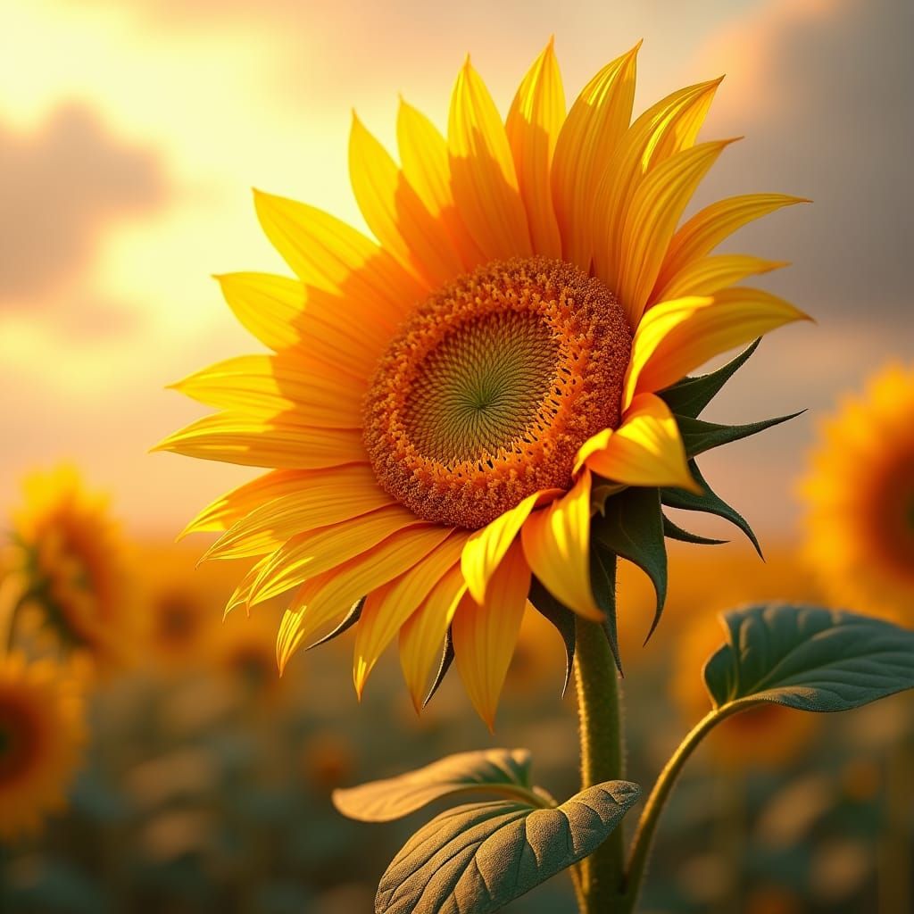 Golden Spirals Emerge from Sunflower: Fibonacci Sequence