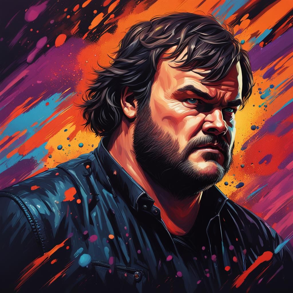 Hyperrealistic Portrait of Jack Black in Splash Art
