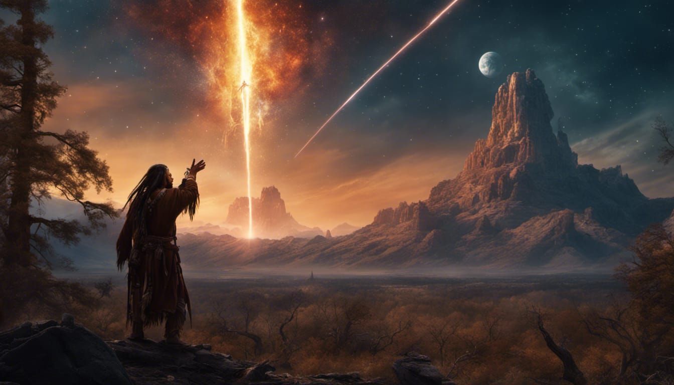 Indigenous Shaman Witnessing a Comet