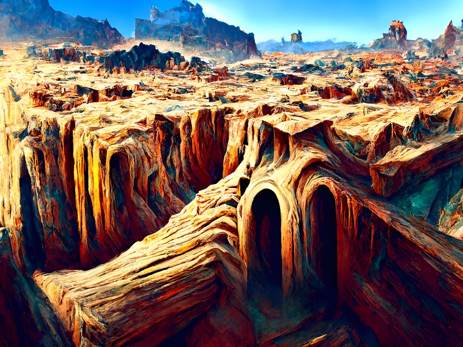 Surreal Desert Canyon Landscape in Digital Art Style