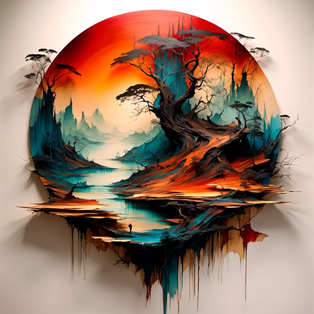 Lush Landscape Art in Woodsplash Style