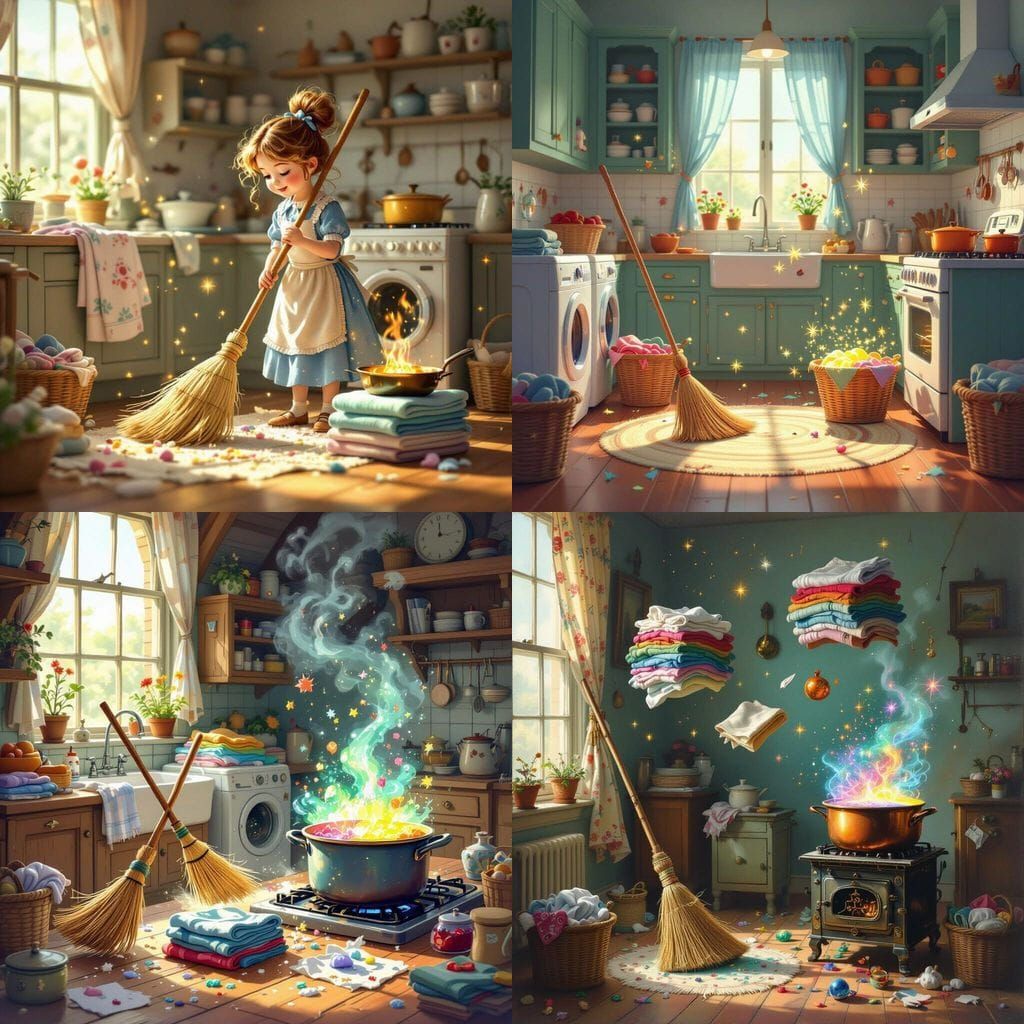Magical Chores: Enchanted Brooms and Spell Cooking