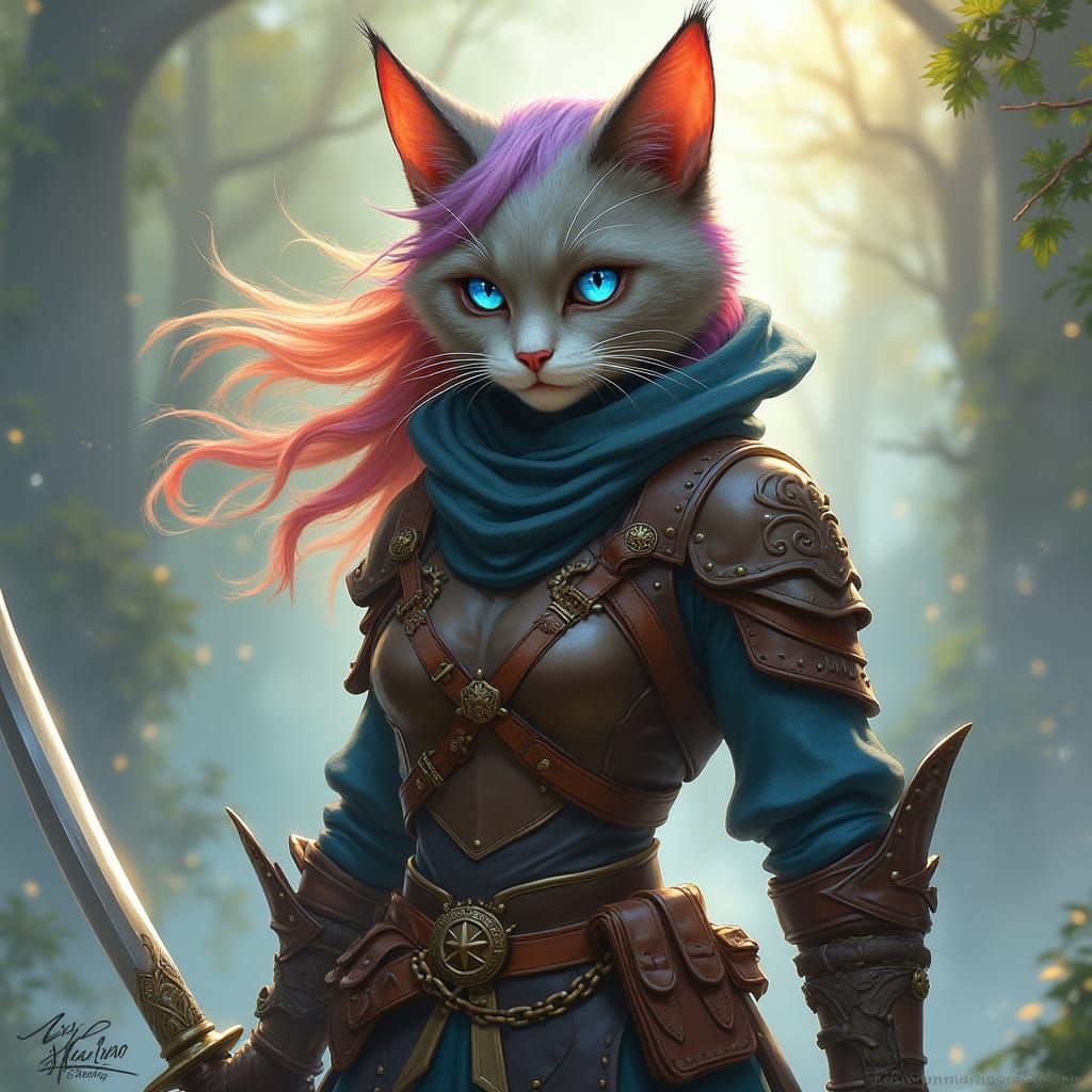 Feline Rogue Spy in Vibrant Dreamscapes