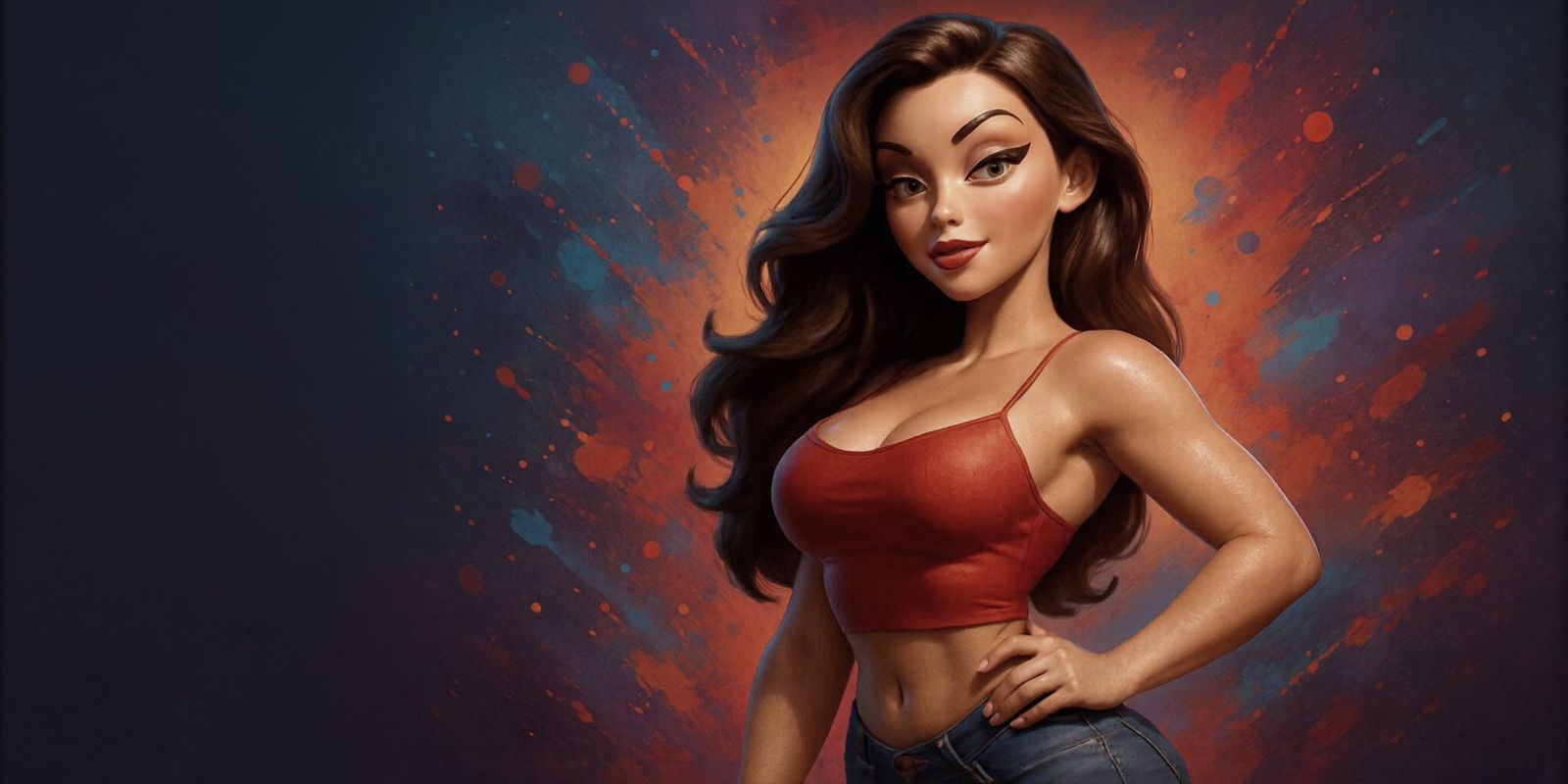 Hyperrealistic Cartoon Babe in Splash Art Style