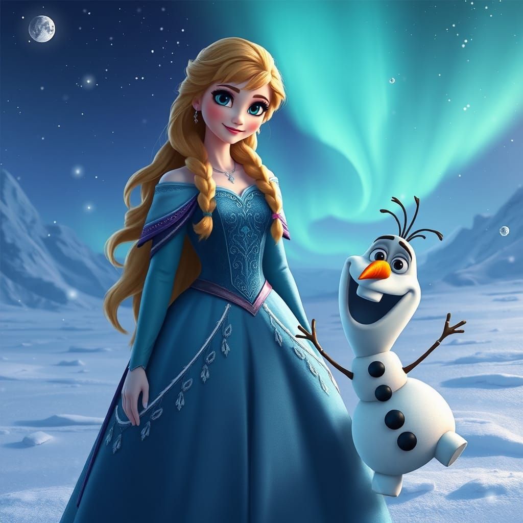 Princess Anna and Olaf in Arendelle