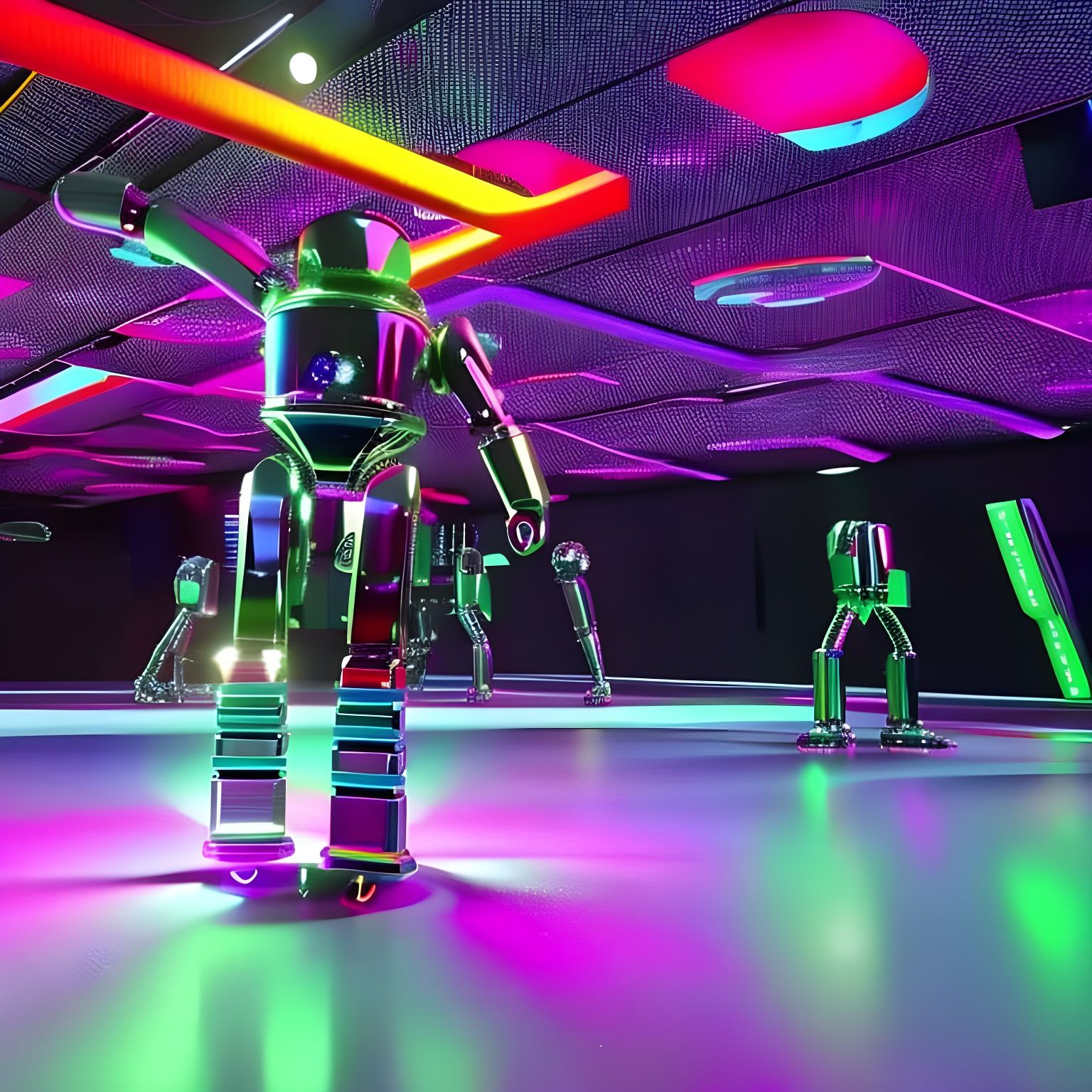 Chrome Robot Dancing Disco in 3D