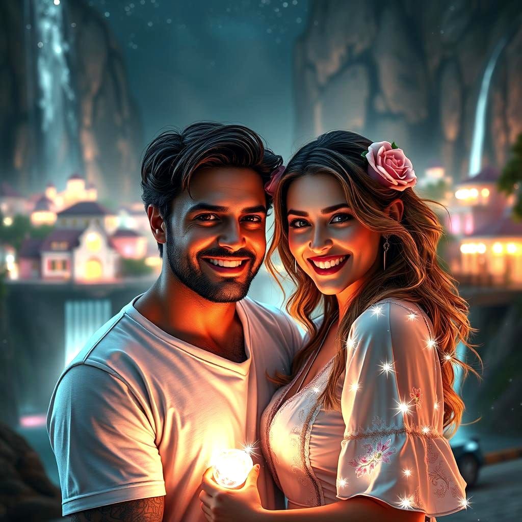 Smiling Lovers in Australia: Detailed Fantasy Art