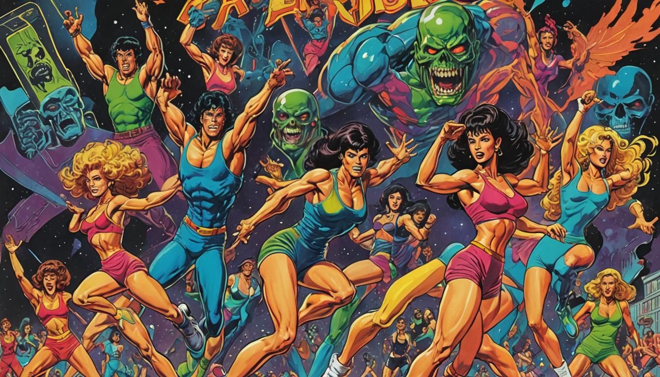 1977 Aerobics Magazine Cover in Comic Book Art Style