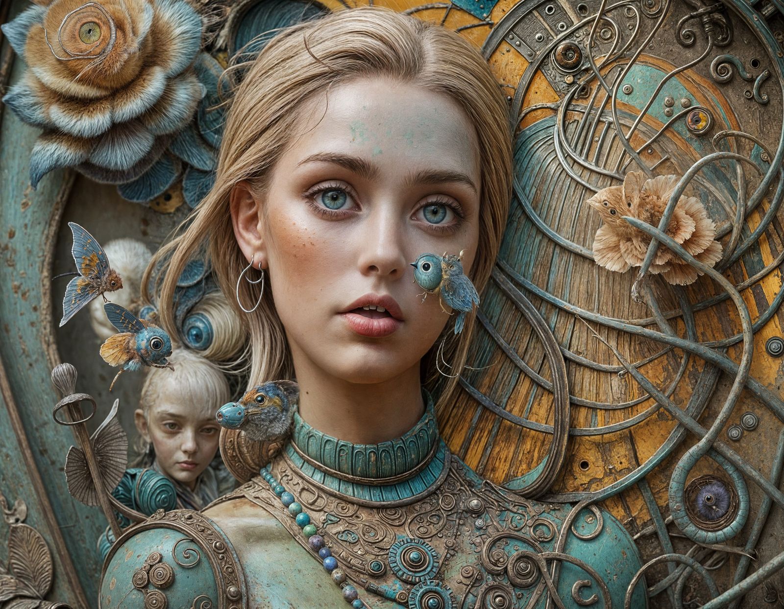 Cute Creature Peeks from Rusty Wall Hole