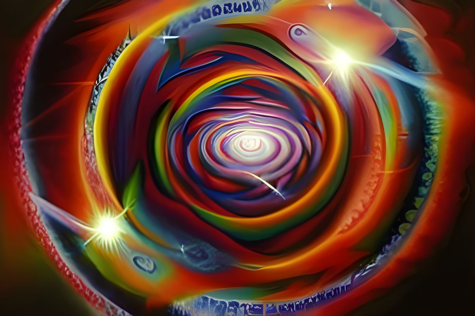 Surreal Time-Space Art in Pointillism Style