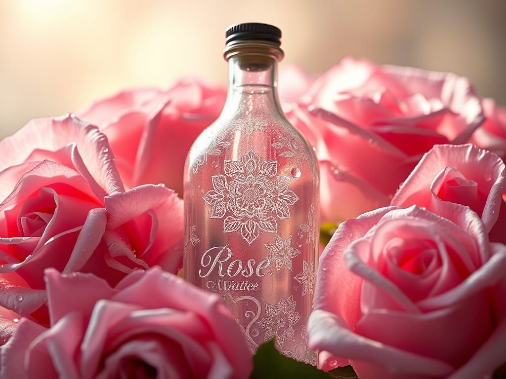 Crystal Rose Water Bottle in Art Nouveau Style