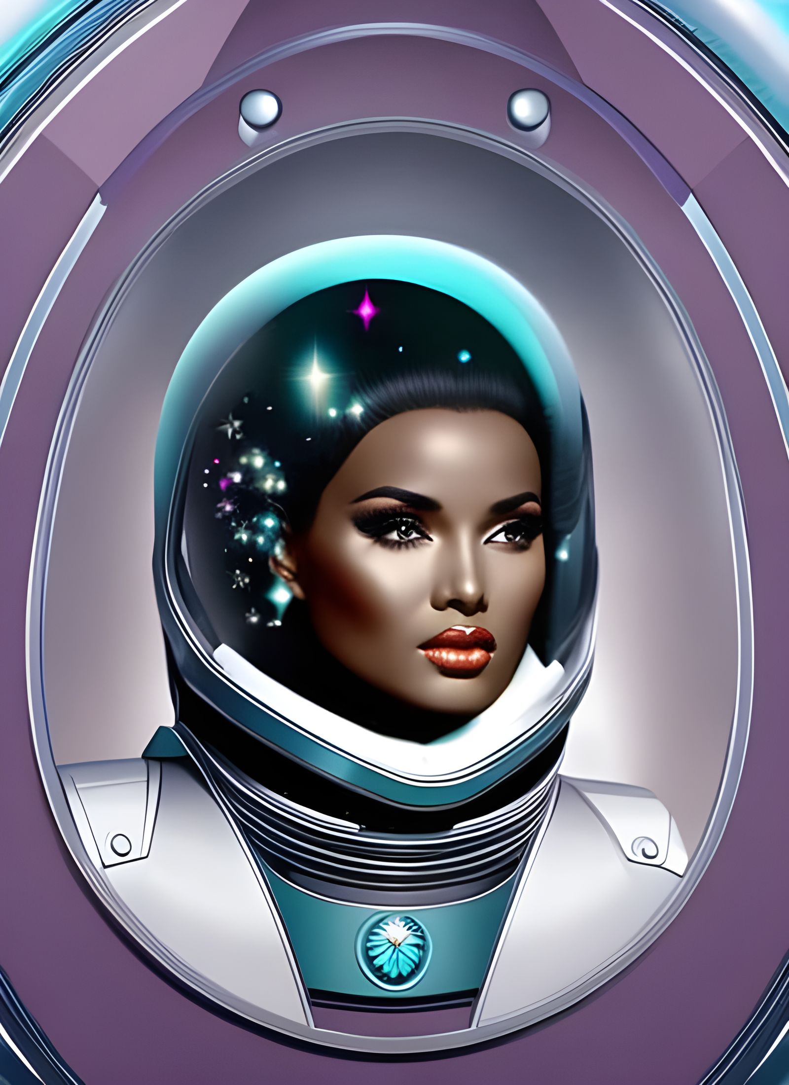 Astronaut Portrait in Pastel Colors, 1800s Illustration Styl...