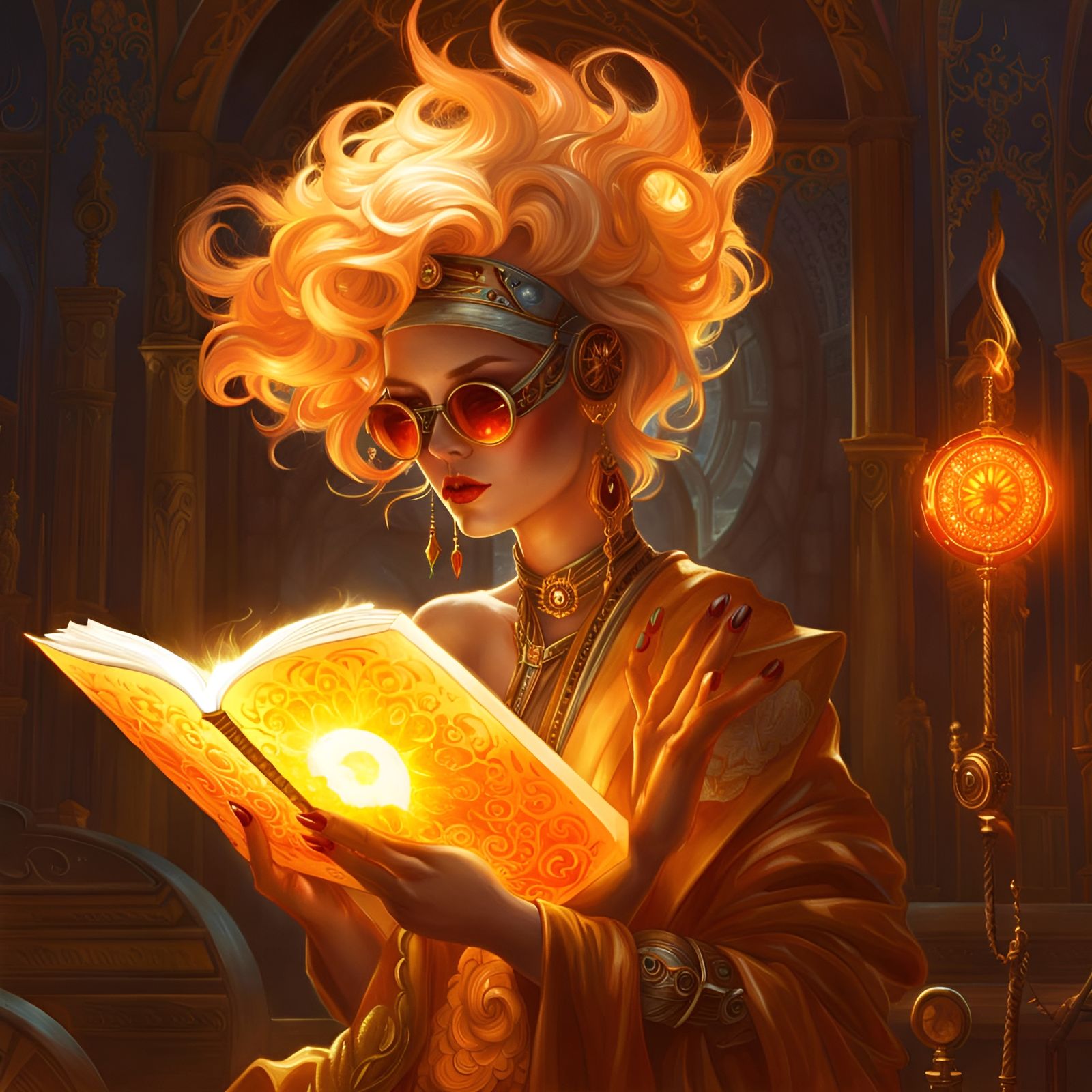 Aetherpunk Priestess of the Sun Digital Art