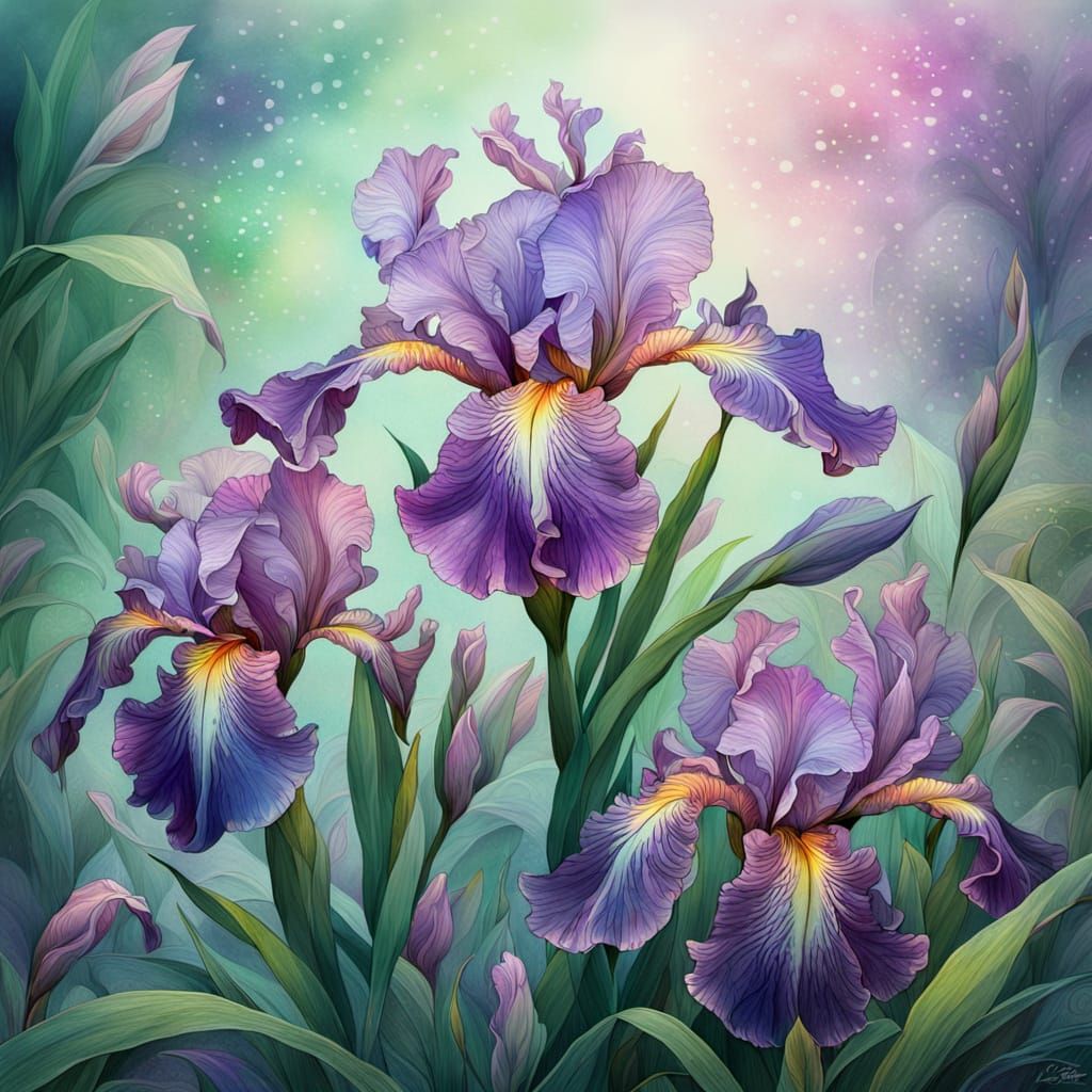 Dreamy Close-Up of a Mystical Purple Iris