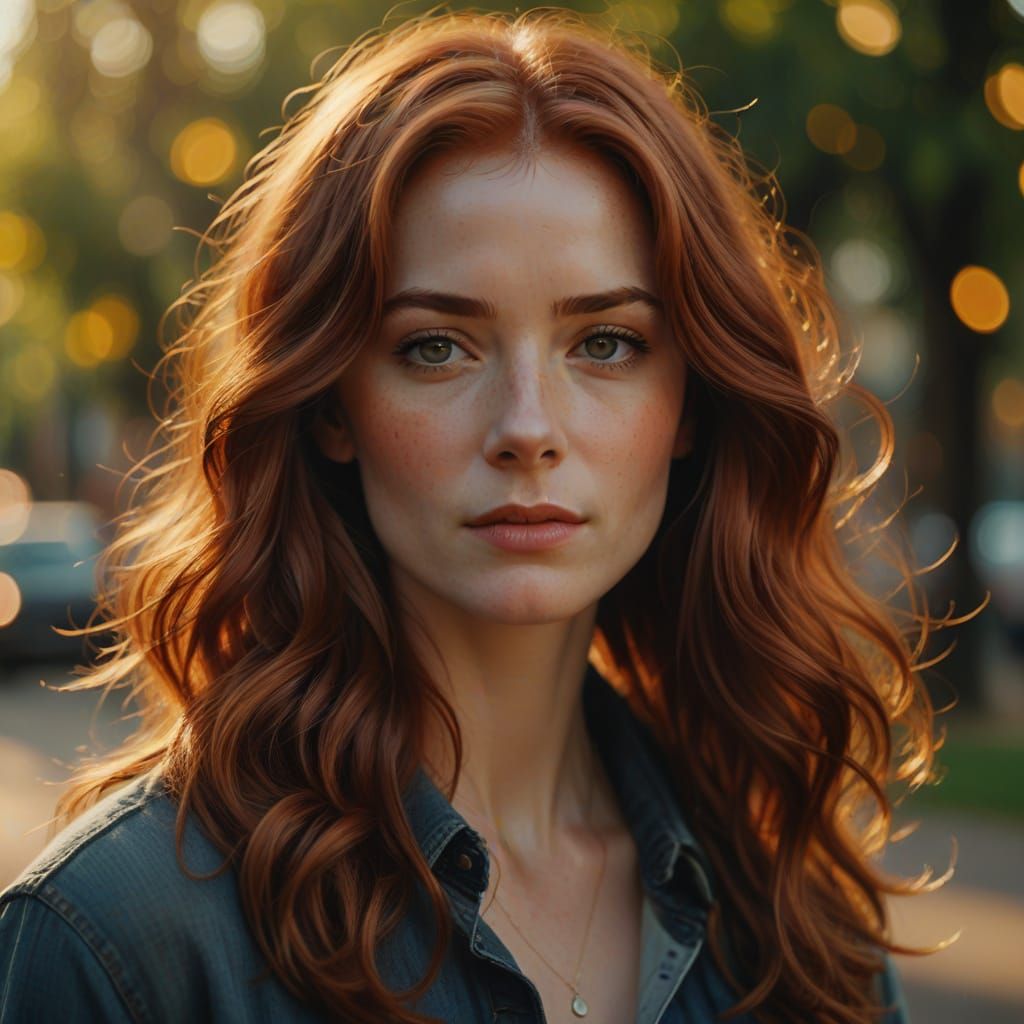 Auburn Haired Woman in Oil Painting Style