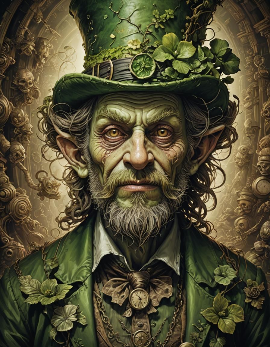 Detailed Portrait of a Leprechaun in Surreal Style