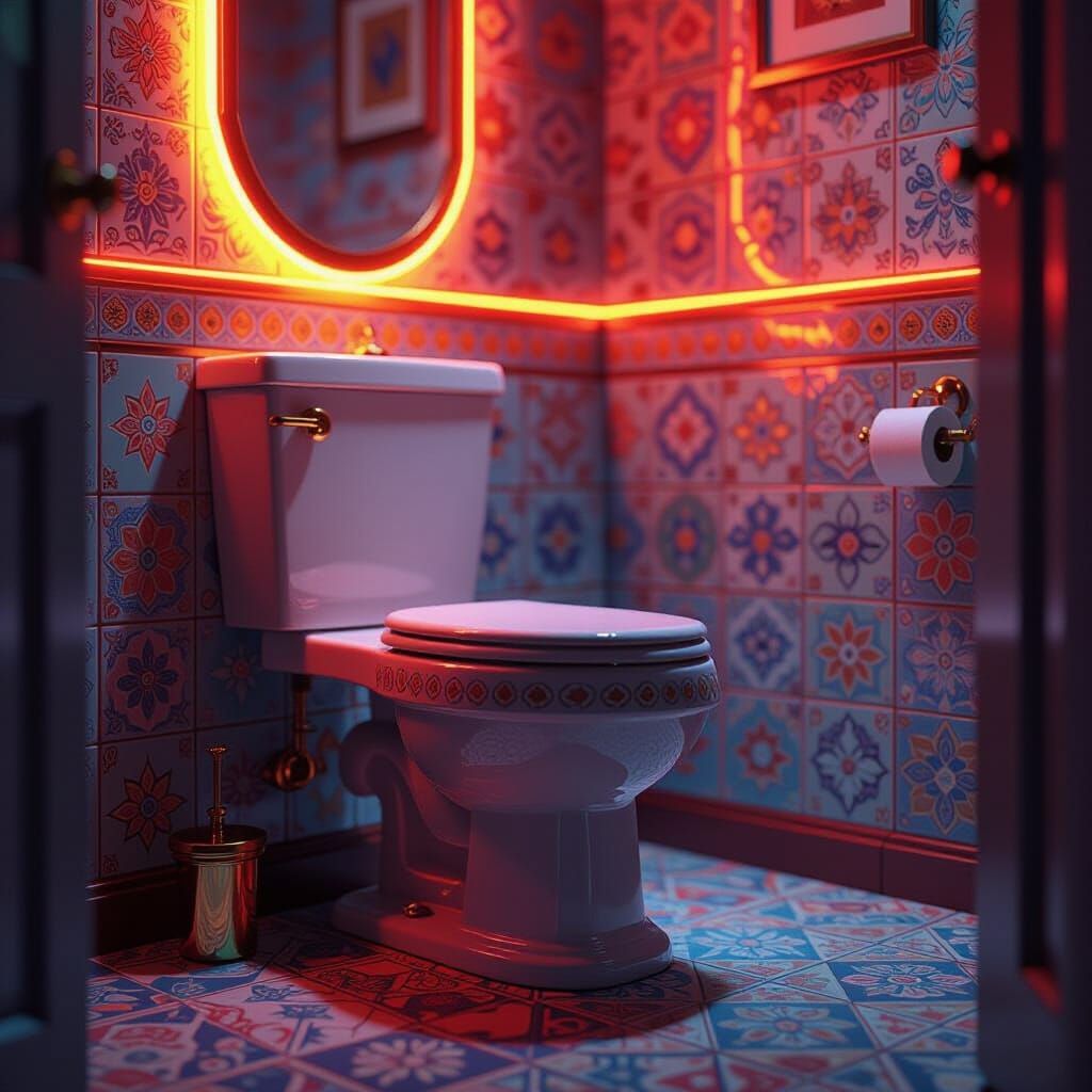 Fluorescent Toilet Design in Futuristic Style