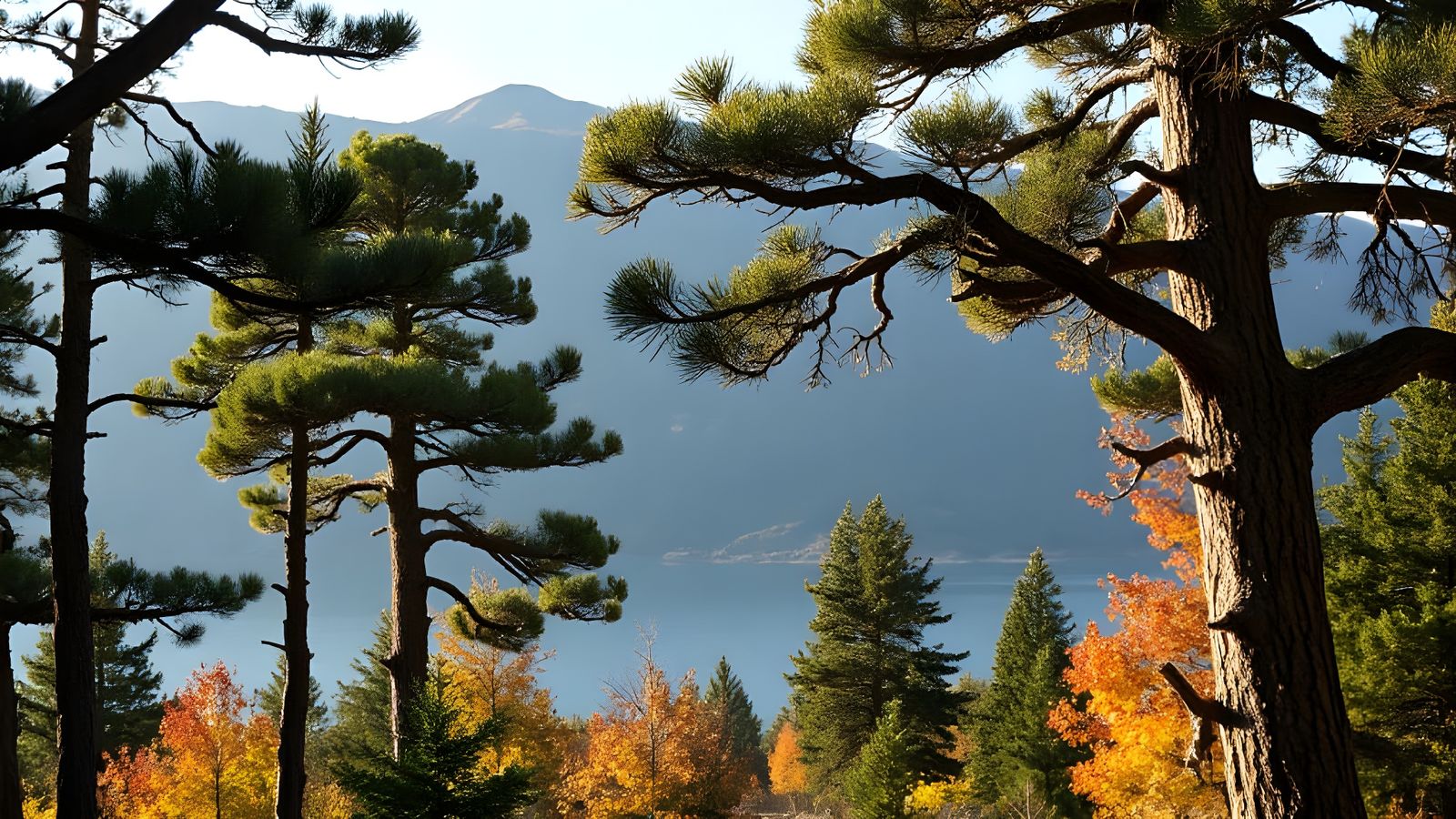 early autumn morning pines