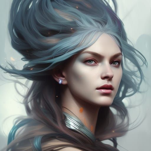 Storm Goddess Portrait in Art Nouveau Style