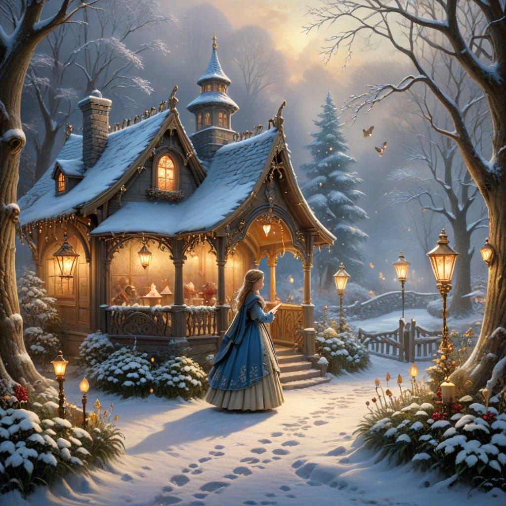 Serene Alice in Wonderland Winter Wonderland Scene