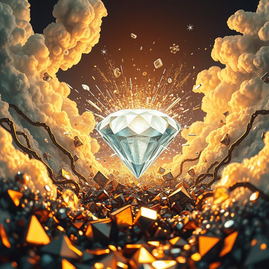 Vibrant Digital Art of a Sparkling Diamond Explosion